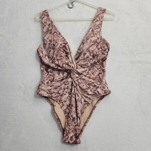 Victoria's Secret Swimsuit Women S Brown Sexy Snake Print Plunge Twist One Piece